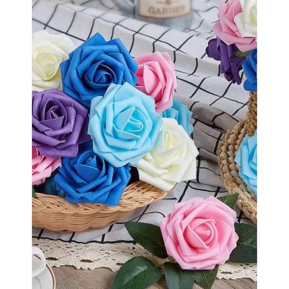 25 Count | Ivory, Pink, Purple, Light & Dark Purple Artificial Flowers - Picture 2 of 3